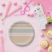 Beige Streifen Pappteller (Party)