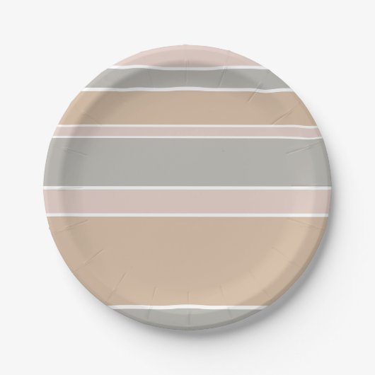Beige Streifen Pappteller (Vorderseite)