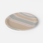 Beige Streifen Pappteller (Schrägansicht)