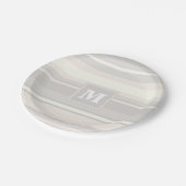 Beige Streifen Pappteller (Schrägansicht)