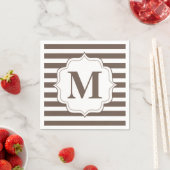 Beige Streifen Personalisiert Monogram Napkins Serviette (Beispiel)