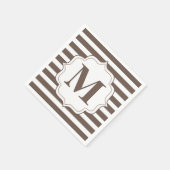 Beige Streifen Personalisiert Monogram Napkins Serviette (Ecke)