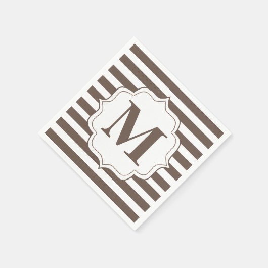 Beige Streifen Personalisiert Monogram Napkins Serviette (Ecke)
