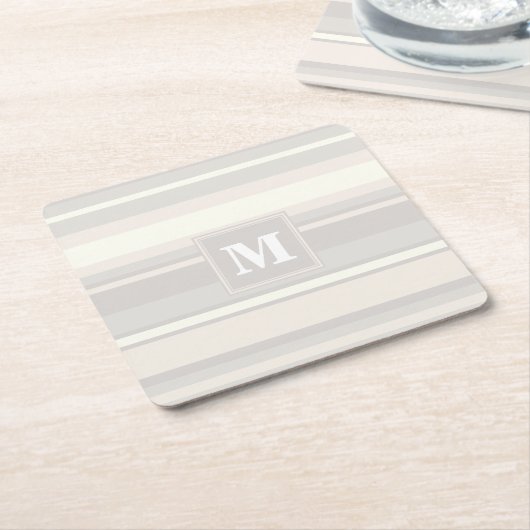 Beige Streifen Rechteckiger Pappuntersetzer (angewinkelt)