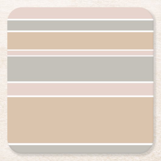 Beige Streifen Rechteckiger Pappuntersetzer (Vorderseite)