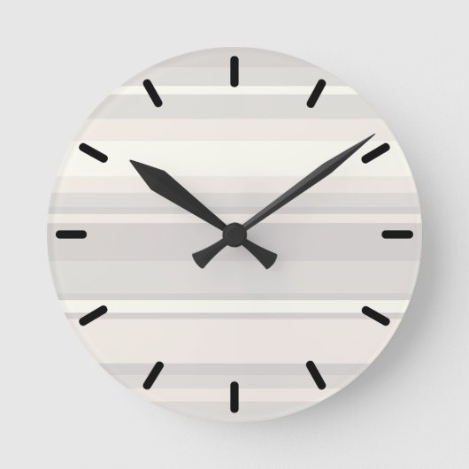 Beige Streifen Runde Wanduhr (Vorderseite)