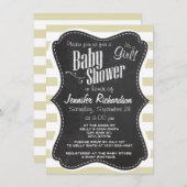 Beige Streifen; Streifen; Retro-Chalkboard-Look Einladung (Vorne/Hinten)