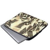 Beige Streifen über braunes Bild mit Drizzle Laptopschutzhülle (Vorne Knopf)