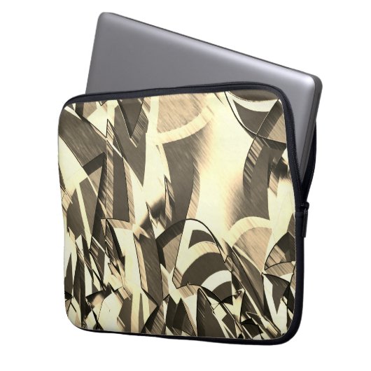 Beige Streifen über braunes Bild mit Drizzle Laptopschutzhülle (Vorderseite Links)