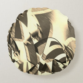 Beige Streifen über braunes Bild mit Drizzle Rundes Kissen