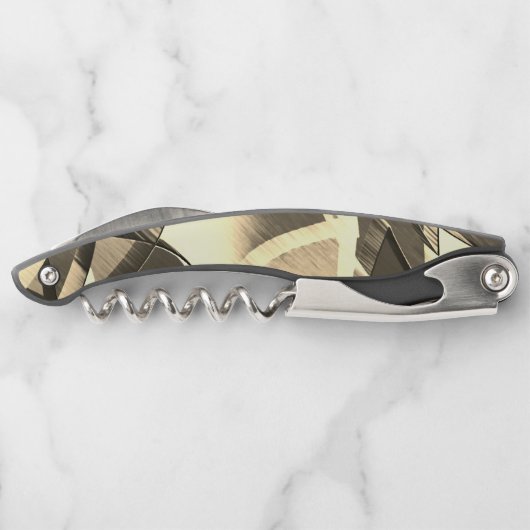 Beige streut ein braunes, tropfendes Bild auf Kellnermesser (Rückseite)