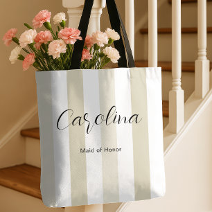 Beige Stripe Bridesmaid Brautparty Bachelorette Tasche