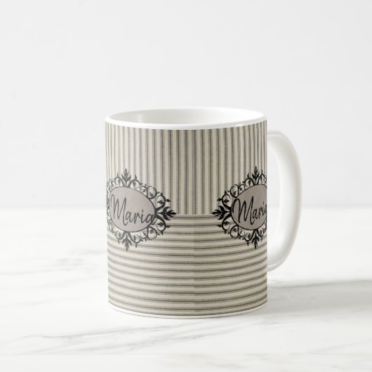 Beige Stripe Tasse (VorderseiteRechts)