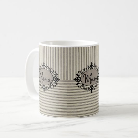 Beige Stripe Tasse (Vorderseite Links)