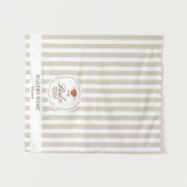 Beige Stripes Logo Table Pop Up Shop Vendor Runner Wandteppich (Vorderseite (Horizontal))