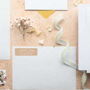 Beige Stylized Names Wedding Rücksendeadresse