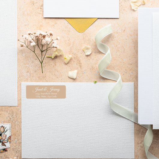 Beige Stylized Names Wedding Rücksendeadresse