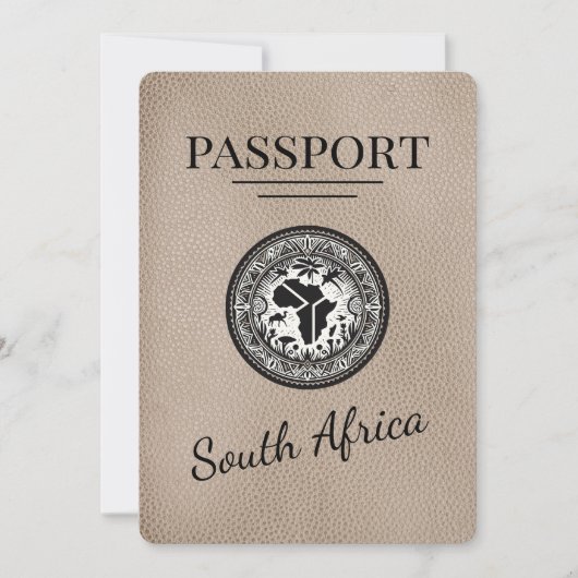Beige Südafrika Passport Save The Date (Vorderseite)