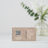 Beige Suede Leather Business QR-Code Visitenkarte (Stehend Vorderseite)