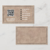 Beige Suede Leather Business QR-Code Visitenkarte (Vorne/Hinten)