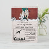 Beige Sweden Passport Wedding Einladung (Stehend Vorderseite)