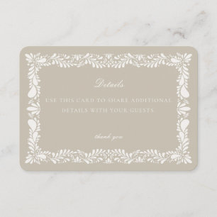 Beige Talavera Fliese Detailkarte Einladung Einsat