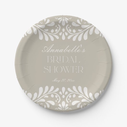 Beige Talavera Fliese Spanische Fiesta Brautparty Pappteller (Vorderseite)