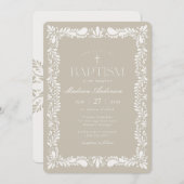 Beige Talavera Tile Spanische Fiesta Taufe Einladung (Vorne/Hinten)