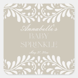 Beige Talavera Tile Spanish Fiesta Baby Sprinkle Quadratischer Aufkleber