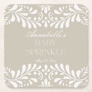 Beige Talavera Tile Spanish Fiesta Baby Sprinkle Rechteckiger Pappuntersetzer