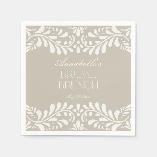 Beige Talavera Tile Spanish Fiesta Bridal Brunch Serviette (Vorderseite)