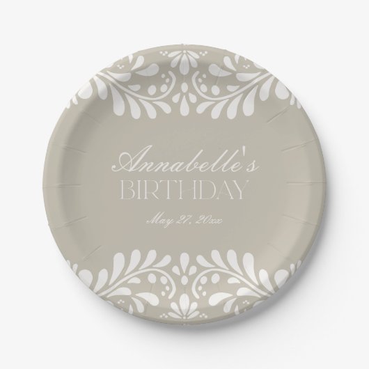 Beige Talavera Tile Spanish Fiesta Geburtstag Pappteller (Vorderseite)