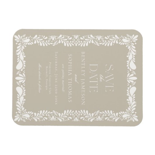 Beige Talavera Tile Spanish Fiesta Save the Date Magnet (Horizontal)