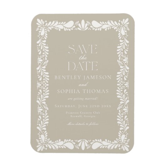 Beige Talavera Tile Spanish Fiesta Save the Date Magnet (Vertikal)