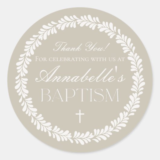 Beige Talavera Tile Spanish Fiesta Taufe Gefallen Runder Aufkleber (Vorderseite)