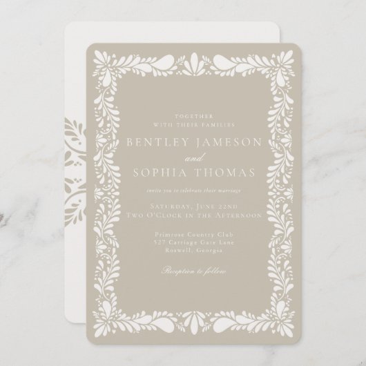 Beige Talavera Tile Spanish Fiesta Wedding Einladung (Vorne/Hinten)