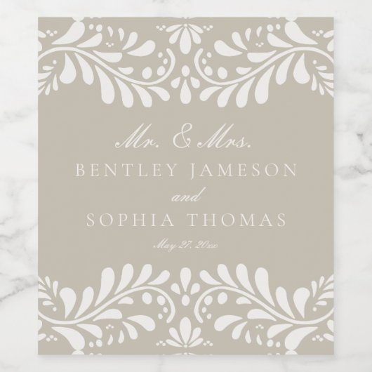 Beige Talavera Tile Spanish Fiesta Wedding Weinetikett (Einzelnes Label)