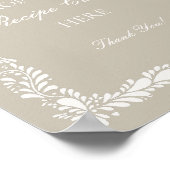 Beige Talavera Tile Spanish Share a Recipe Bridal Poster (Ecke)