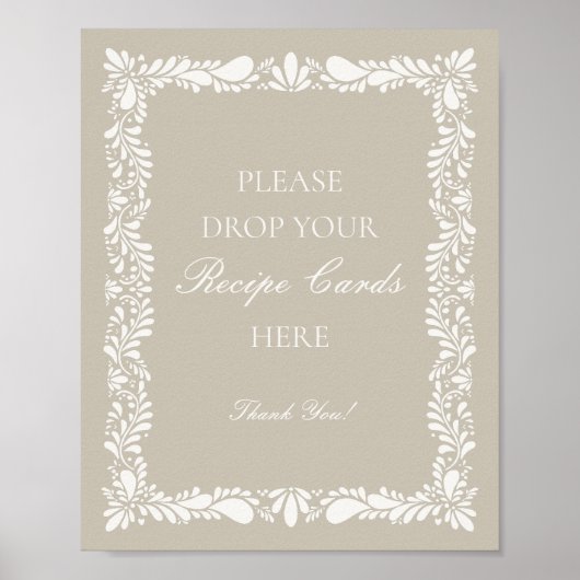 Beige Talavera Tile Spanish Share a Recipe Bridal Poster (Vorne)