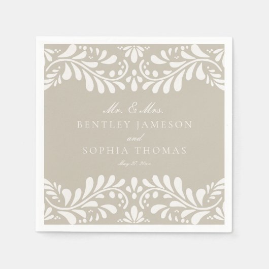 Beige Talavera Tile Spanish Style Fiesta Wedding Serviette (Vorderseite)