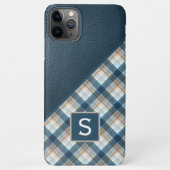 Beige Tan Brown Dark Blue Kariert Gingham Pattern iPhone Hülle (Rückseite)