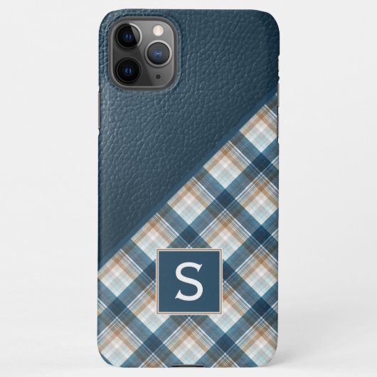 Beige Tan Brown Dark Blue Kariert Gingham Pattern iPhone Hülle (Rückseite)