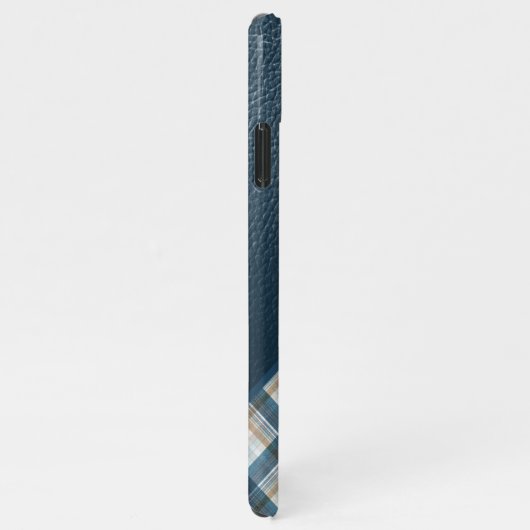 Beige Tan Brown Dark Blue Kariert Gingham Pattern iPhone Hülle (Rechte Seite)