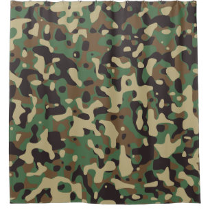 Beige, Tan Brown, Grün, Dunkelgraue Camouflage Cam Duschvorhang