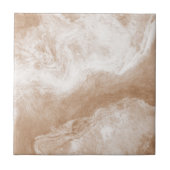 Beige Tan Brown White Marble Print Fliese (Vorderseite)