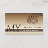Beige Tan Gradient Palm Leaf Monogramm und Foto Visitenkarte (Vorderseite)