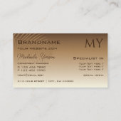 Beige Tan Gradient und Palmblättriger mit Monogram Visitenkarte (Rückseite)