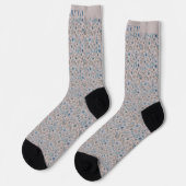 Beige Tan Gray und Tuquoise Blue Paisley Pattern Socken (Linkes Detail)