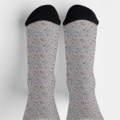 Beige Tan Gray und Tuquoise Blue Paisley Pattern Socken (Oben)