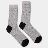Beige Tan Gray und Tuquoise Blue Paisley Pattern Socken (Rechts)